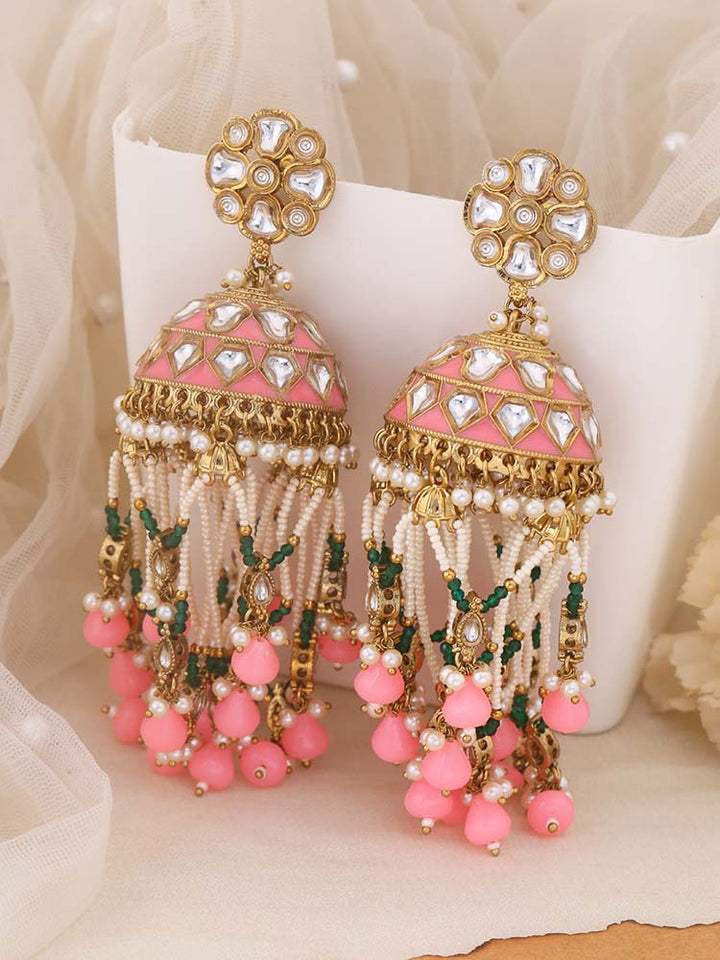 Pink Girina Ethnic Jhumkis