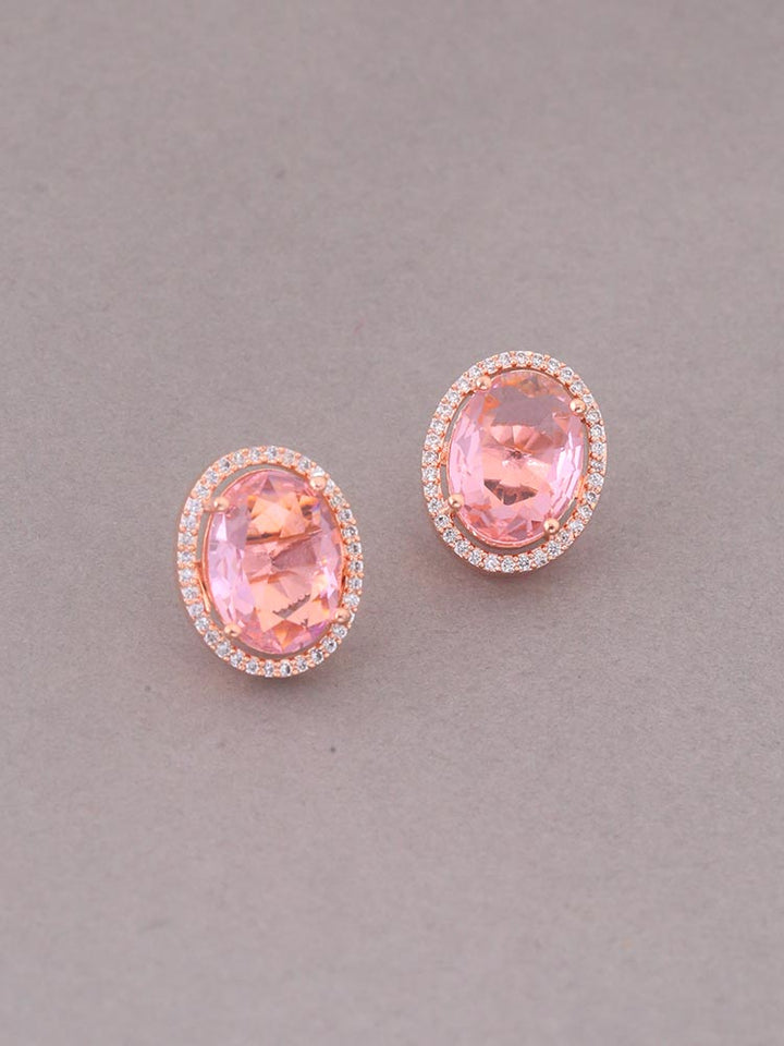 Pink Peanut Zirconia Studs