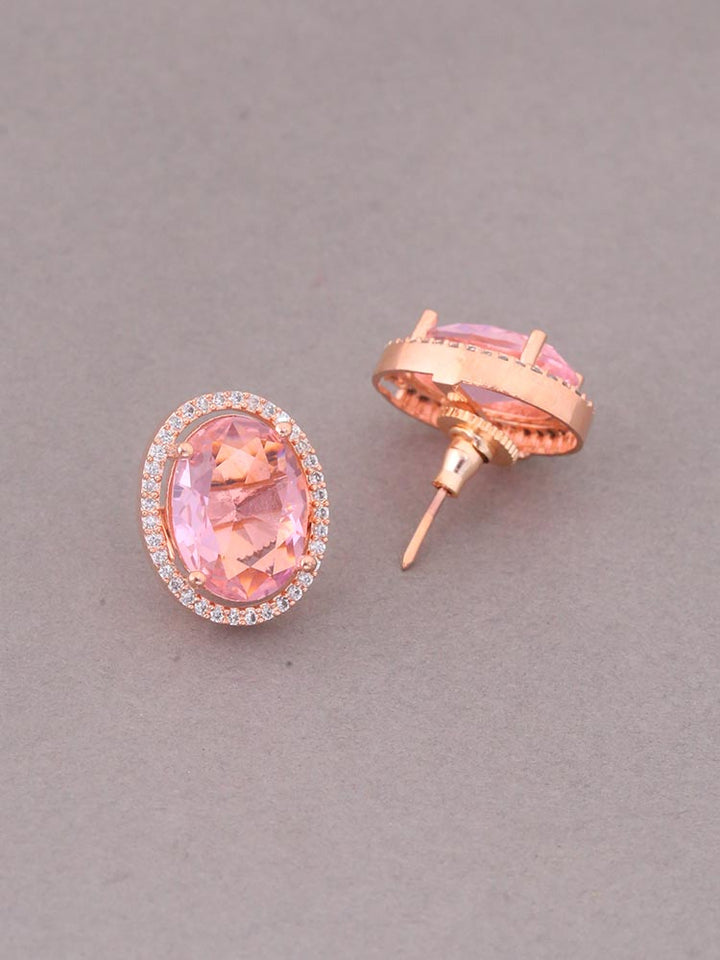 Pink Peanut Zirconia Studs