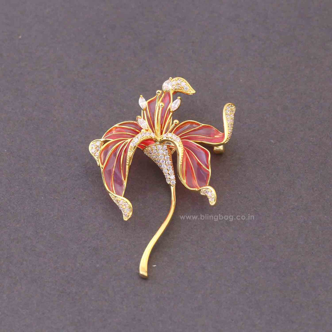 Pink Rosy Orchid Brooch