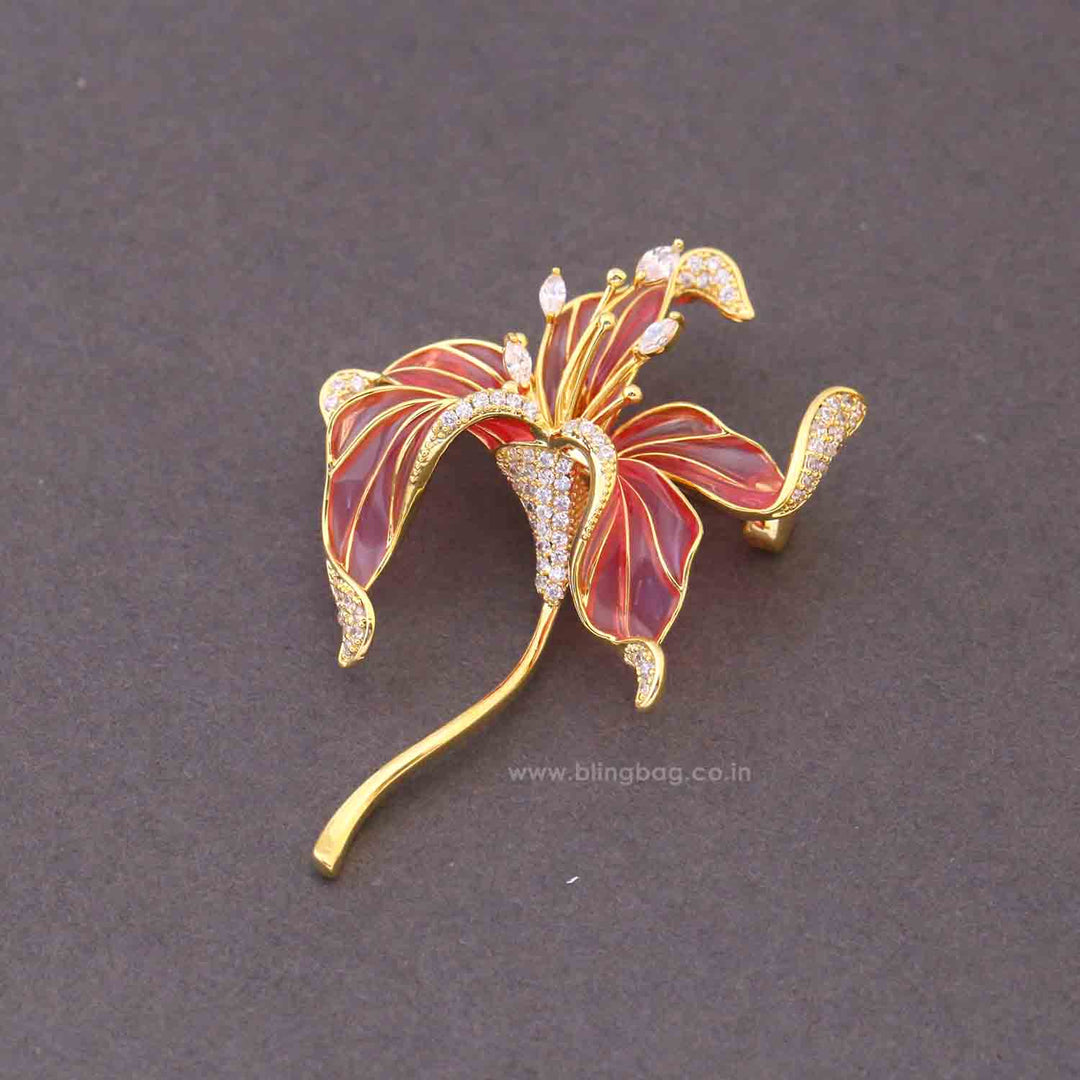 Pink Rosy Orchid Brooch