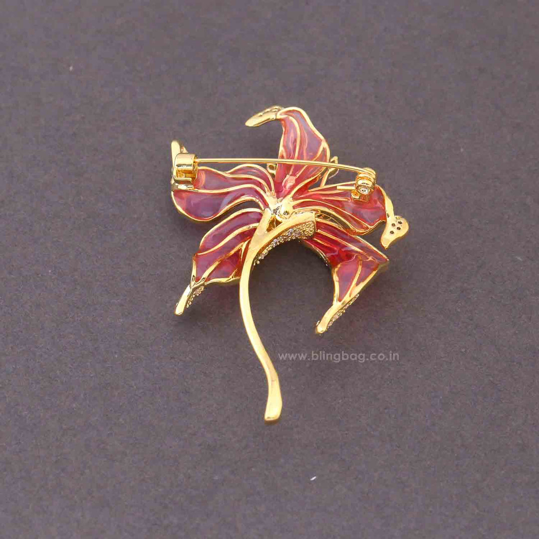 Pink Rosy Orchid Brooch