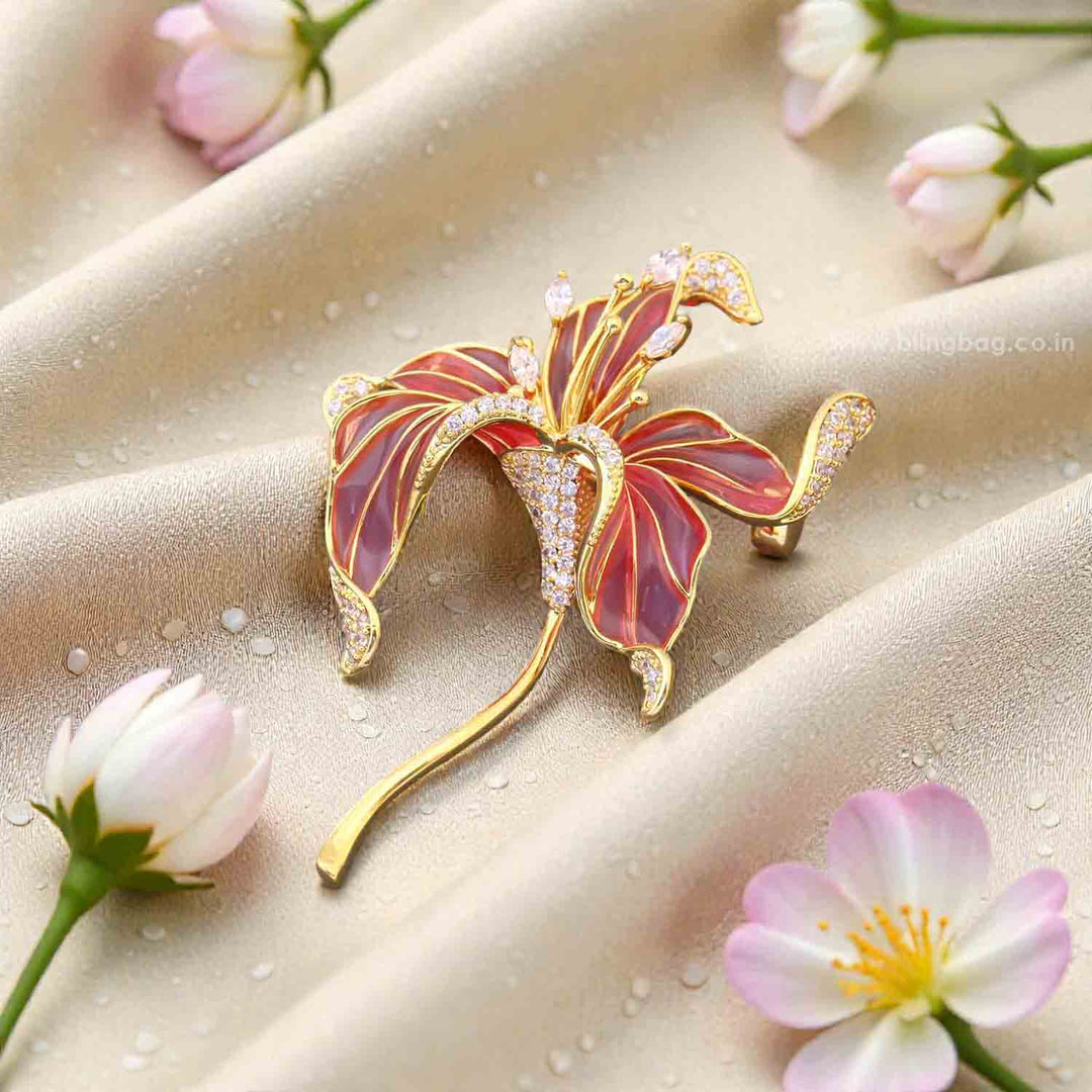 Pink Rosy Orchid Brooch