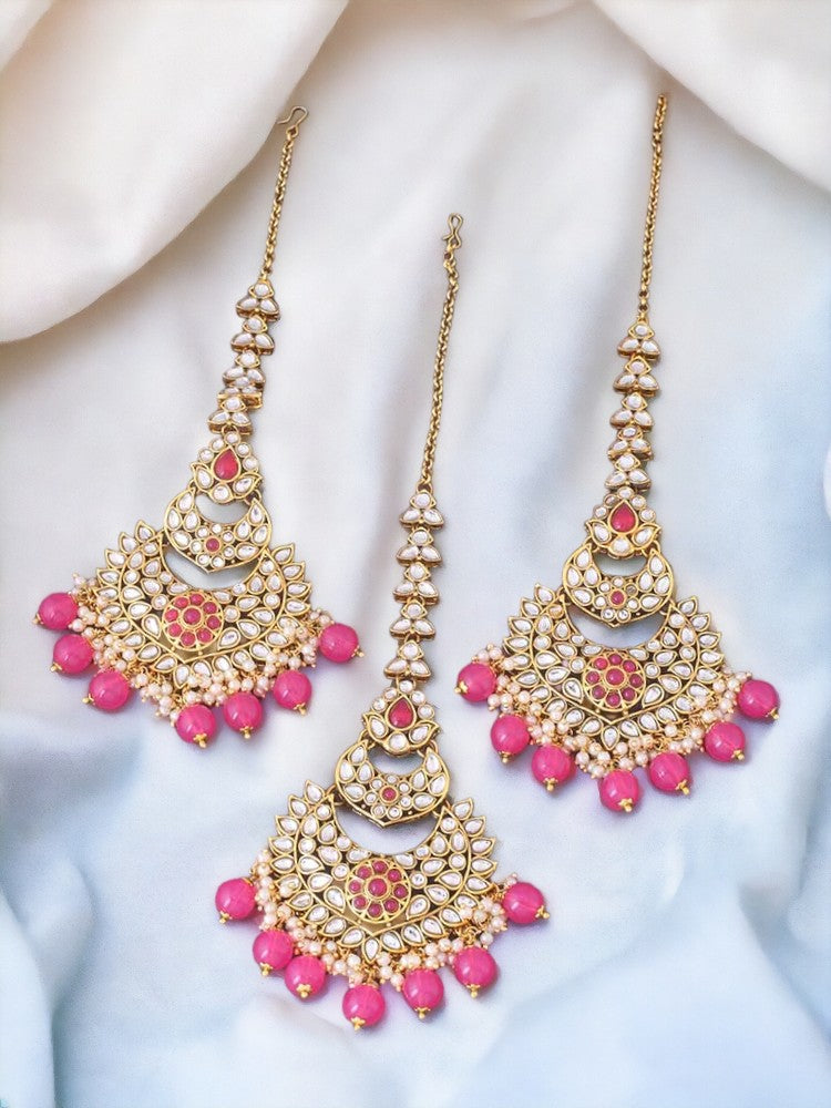 Pink Supriya Maang Tikka Set – Bling Bag