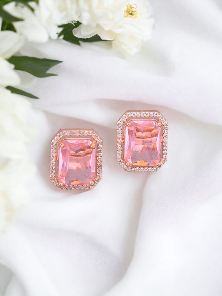 Pink Trinity Zirconia Studs