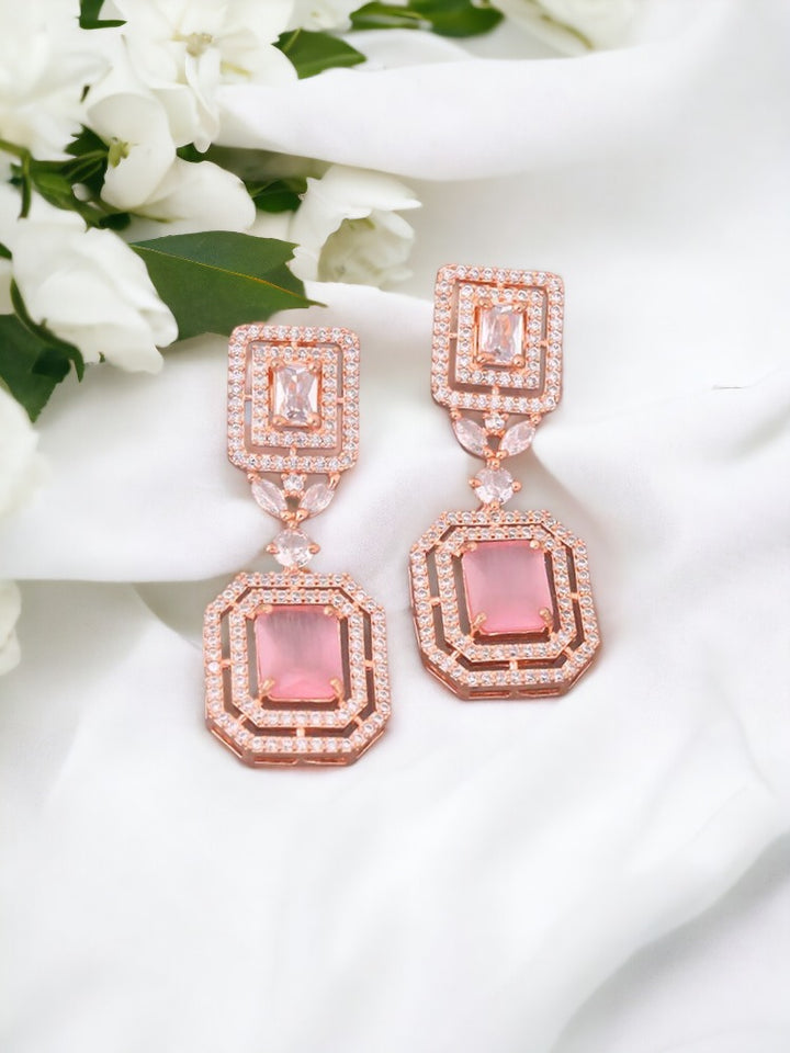 Pink Taylar Zirconia Danglers