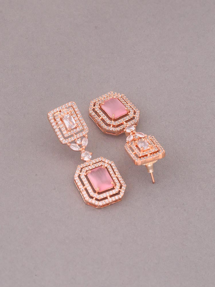 Pink Taylar Zirconia Danglers