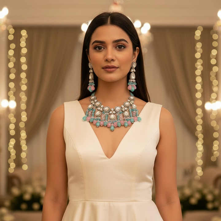 Prismatic Elian Kundan Jewellery Set - EOSS