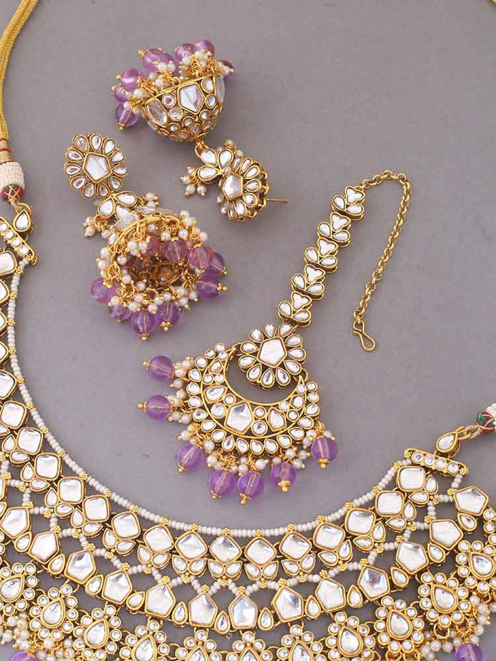 Purple Abhaya Kundan Jewellery Set