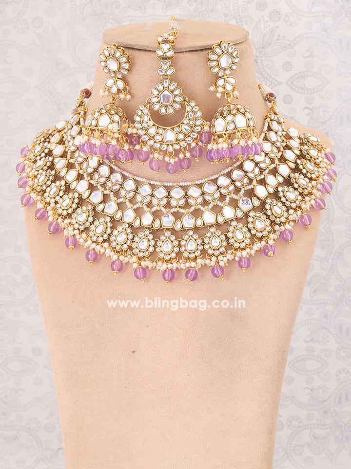 Purple Abhaya Kundan Jewellery Set