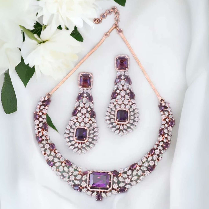 Purple Adalia Zirconia Jewellery Set
