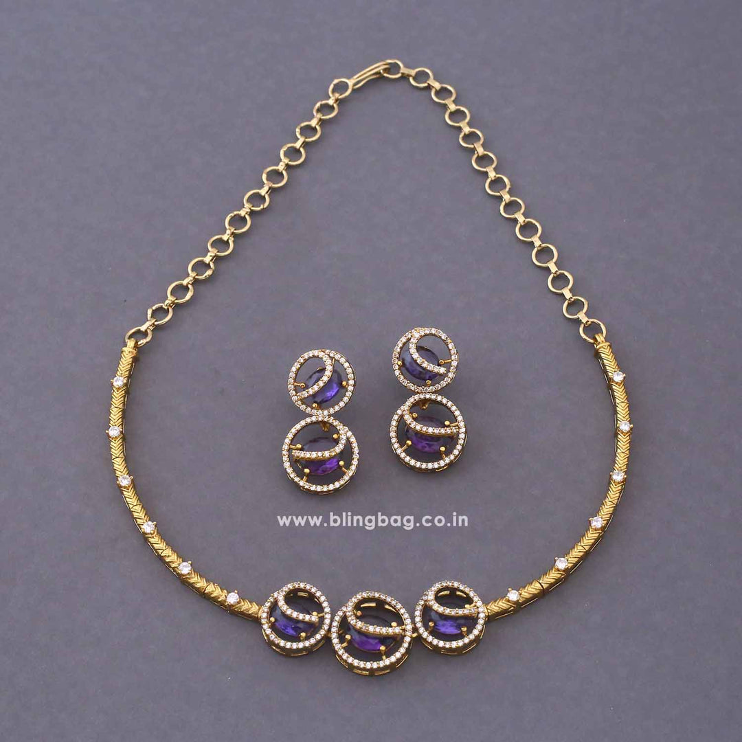 Purple Agniya Hasli Antique Jewellery Set - New Arrival