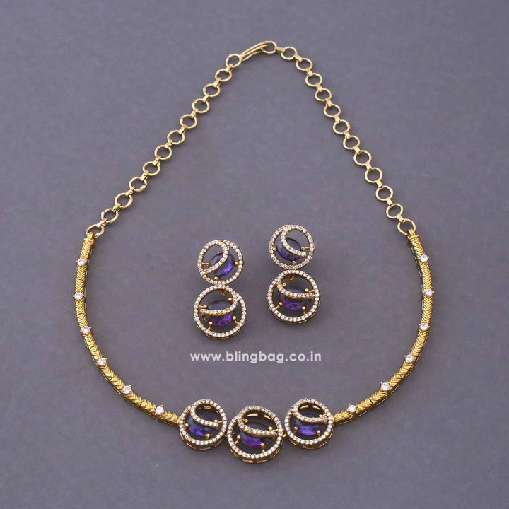 Purple Agniya Hasli Antique Jewellery Set - New Arrival