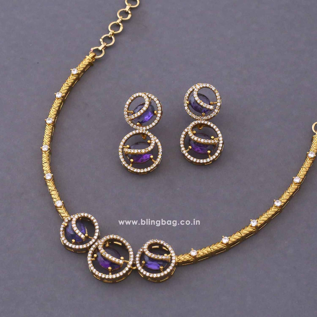 Purple Agniya Hasli Antique Jewellery Set - New Arrival