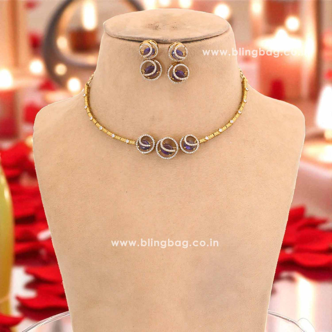 Purple Agniya Hasli Antique Jewellery Set - New Arrival