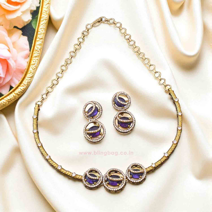 Purple Agniya Hasli Antique Jewellery Set - New Arrival