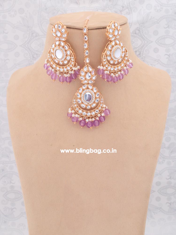 Purple Albina Kundan Jewellery Set