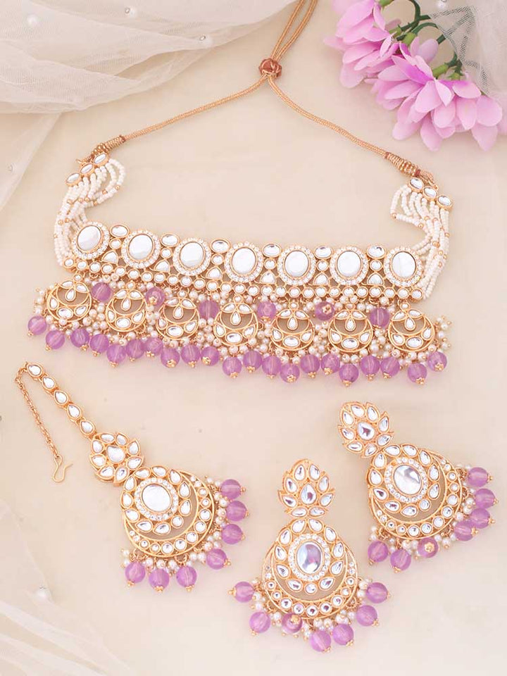 Purple Albina Kundan Jewellery Set