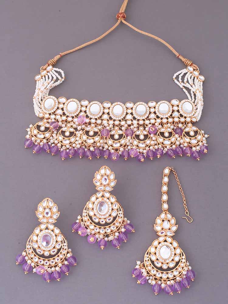 Purple Albina Kundan Jewellery Set