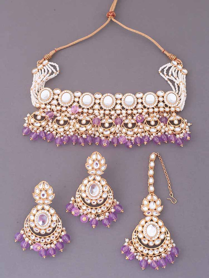 Purple Albina Kundan Jewellery Set