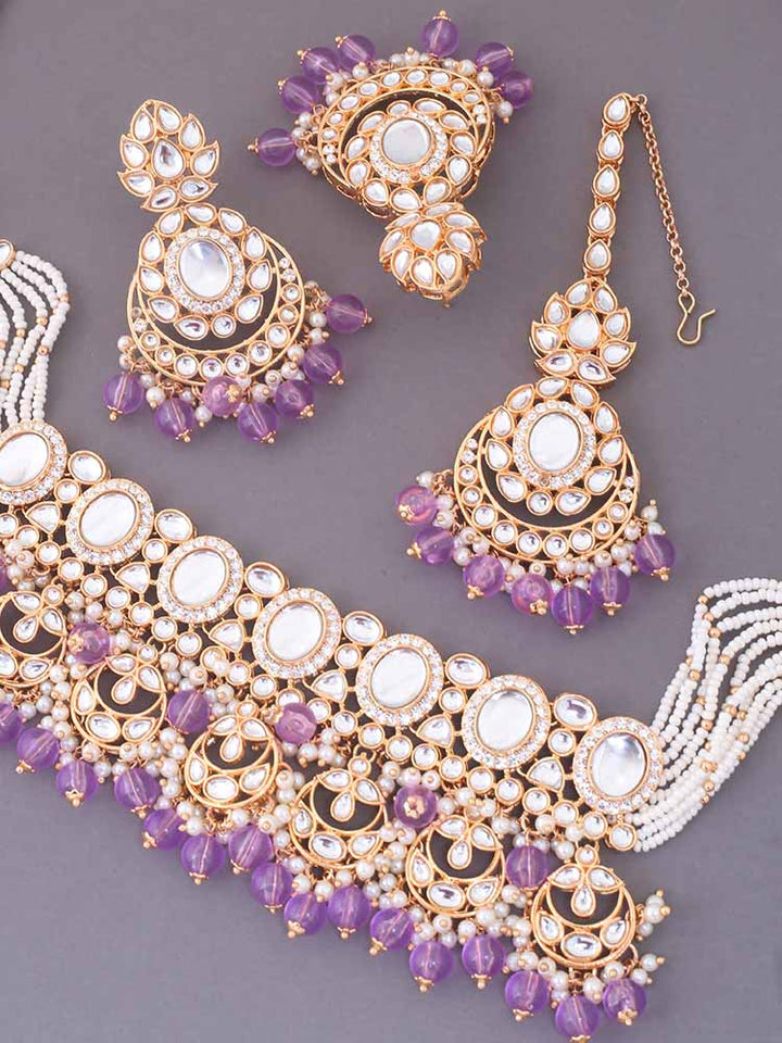 Purple Albina Kundan Jewellery Set
