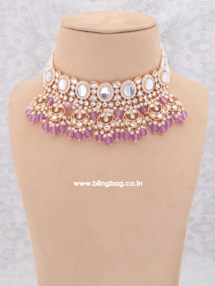 Purple Albina Kundan Jewellery Set