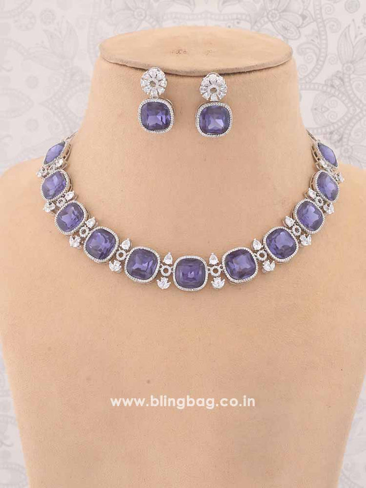 Purple Anastacia Zirconia Jewellery Set