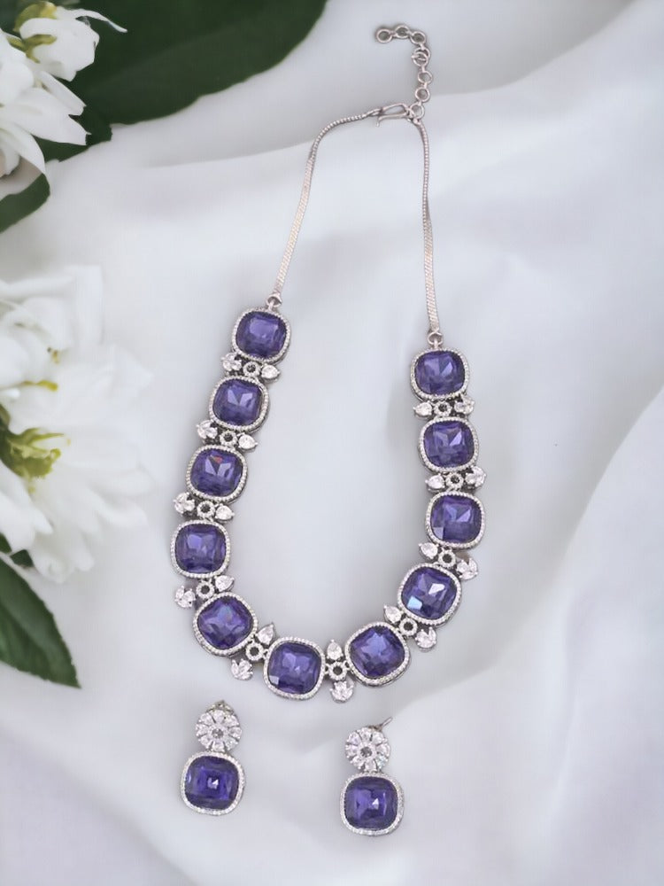 Purple Anastacia Zirconia Jewellery Set