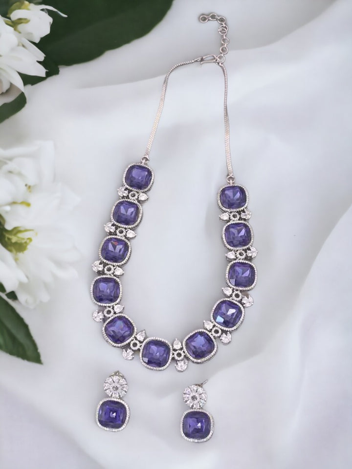 Purple Anastacia Zirconia Jewellery Set