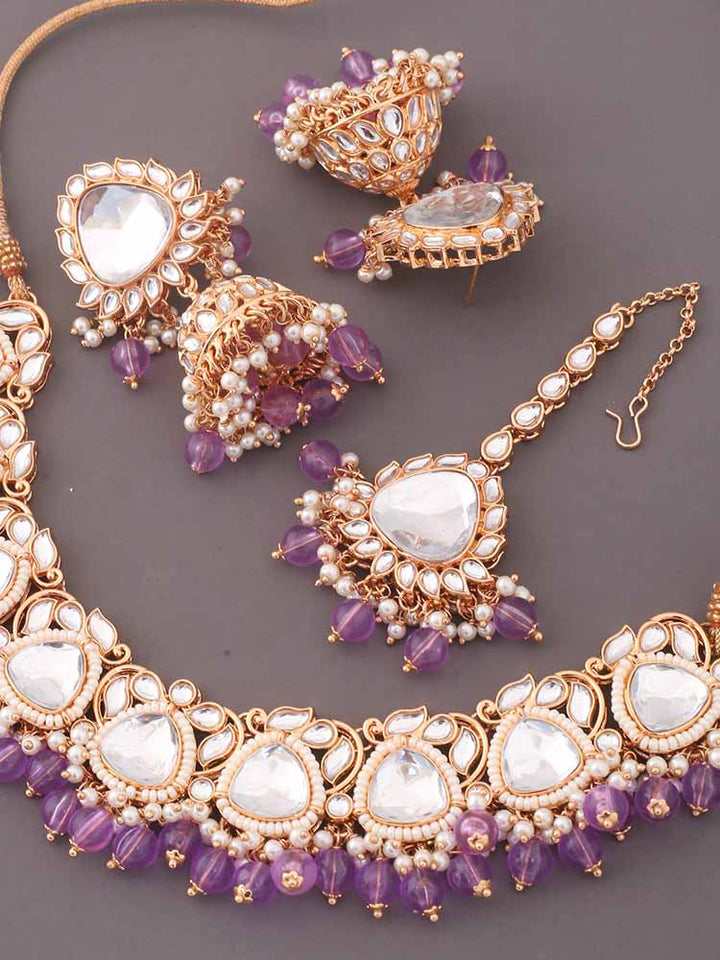 Purple Apurna Kundan Jewellery Set