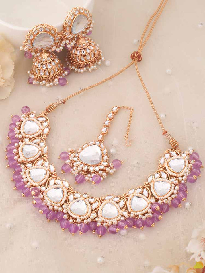 Purple Apurna Kundan Jewellery Set