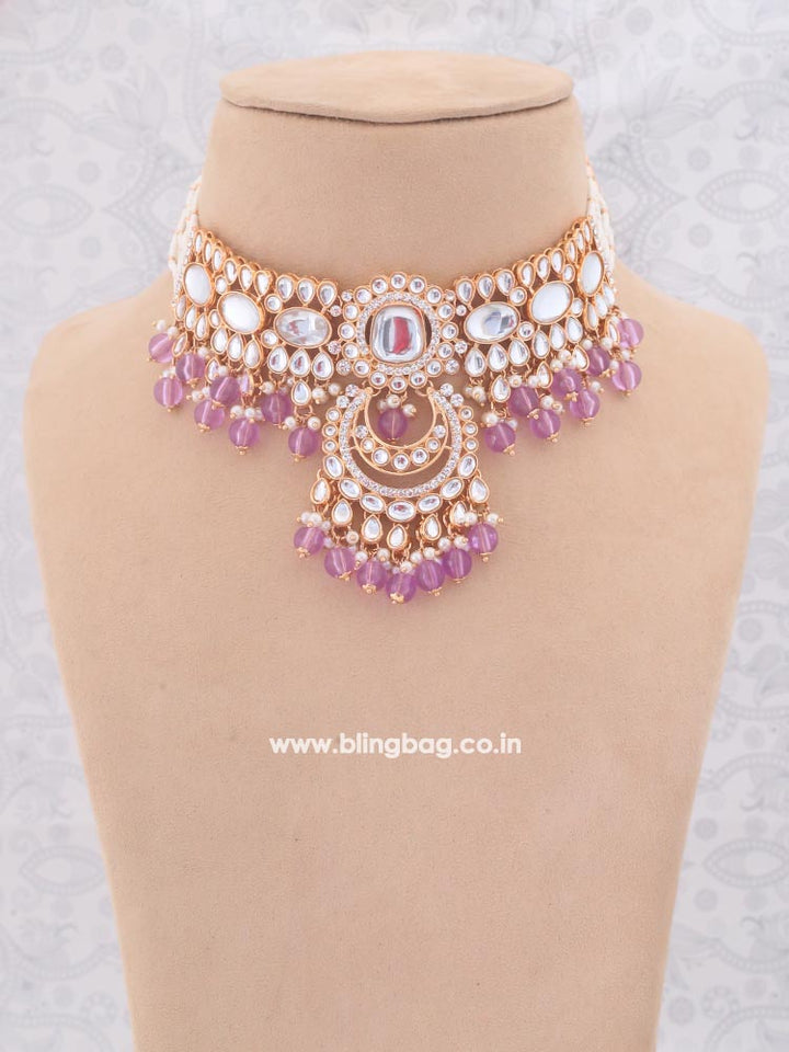 Purple Arpani Kundan Jewellery Set