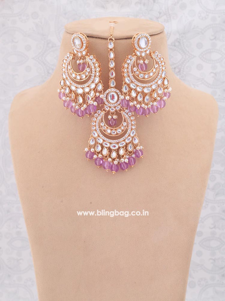 Purple Arpani Kundan Jewellery Set