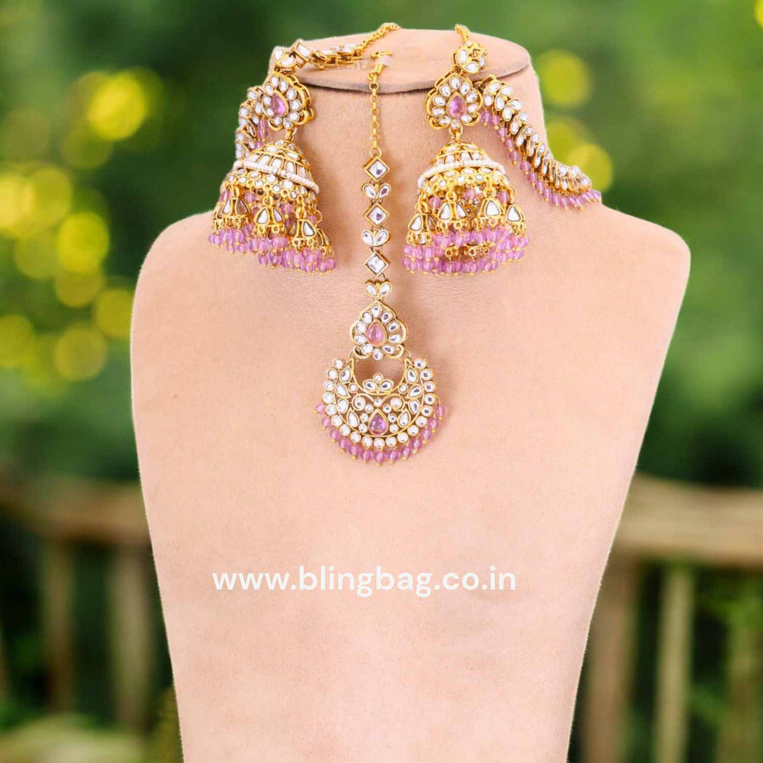 Purple Brahmin Maang Tikka Set