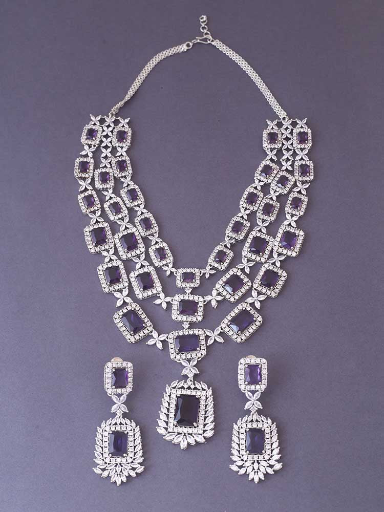 Purple Brittany Zirconia Jewellery Set