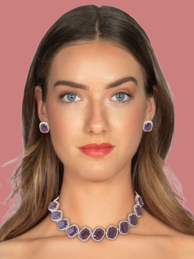 Purple Cauvery Zirconia Jewellery Set