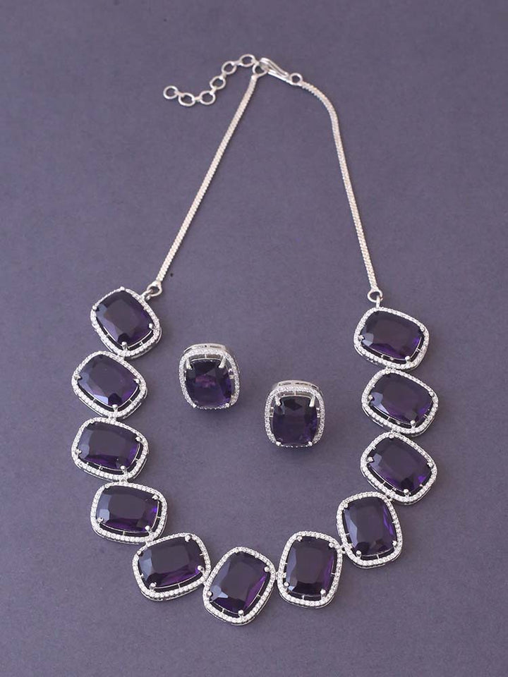 Purple Cauvery Zirconia Jewellery Set