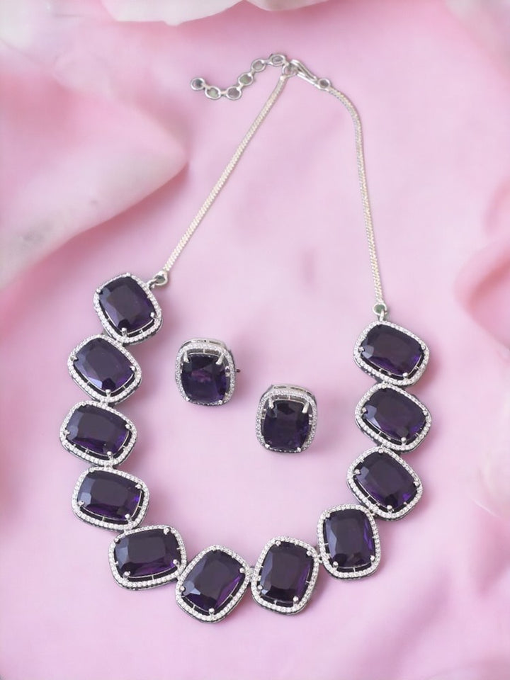 Purple Cauvery Zirconia Jewellery Set