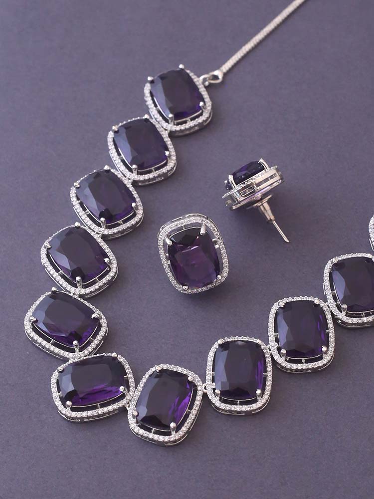 Purple Cauvery Zirconia Jewellery Set
