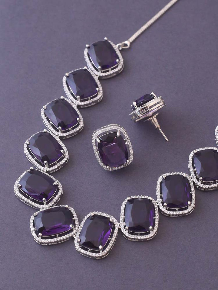 Purple Cauvery Zirconia Jewellery Set