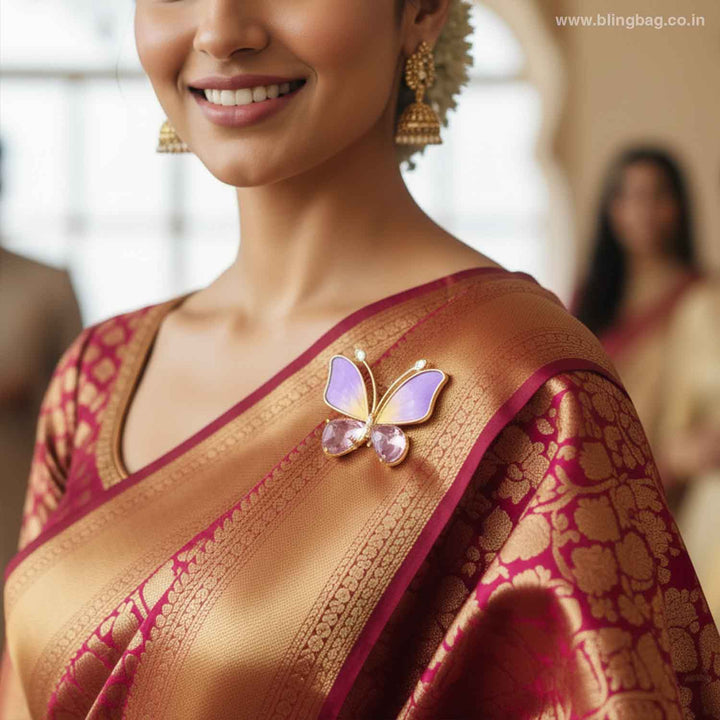 Purple Crystal Flutter Brooch