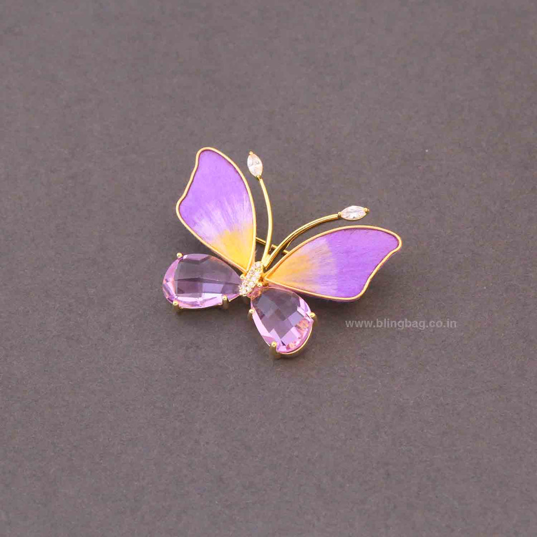 Purple Crystal Flutter Brooch