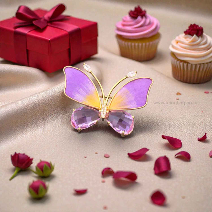 Purple Crystal Flutter Brooch