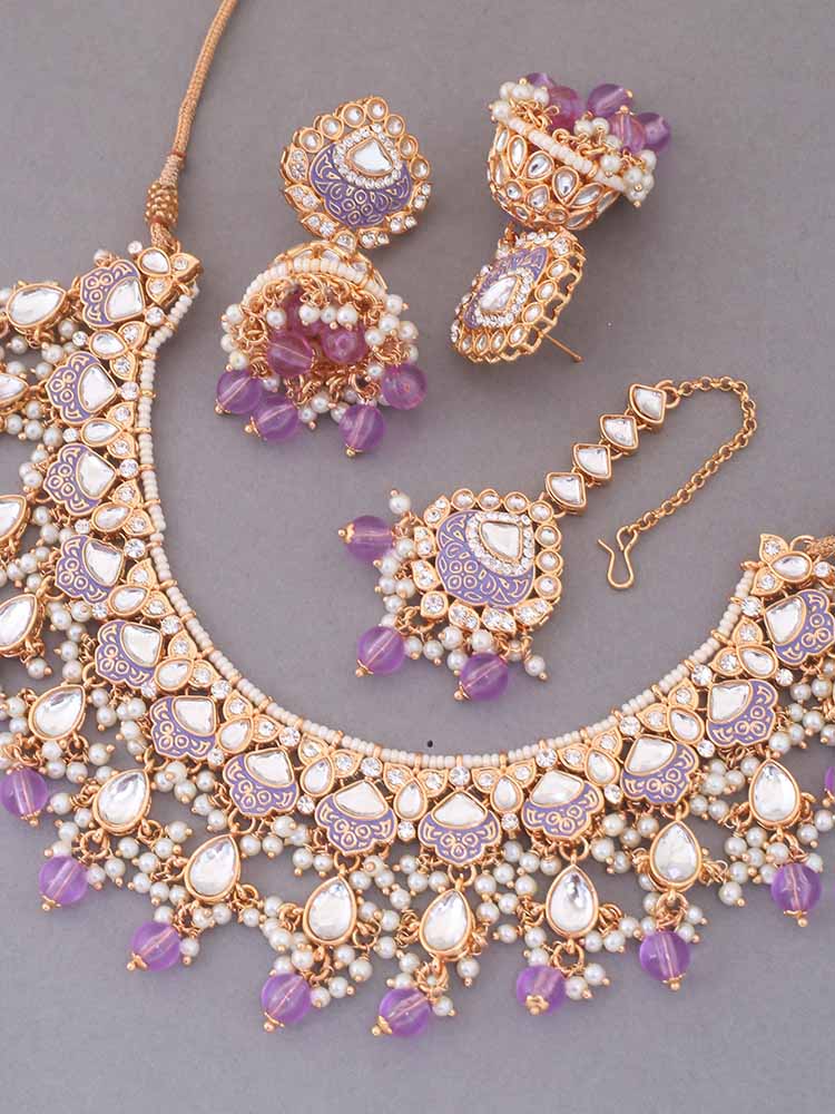 Purple Dhamini Jewellery Set