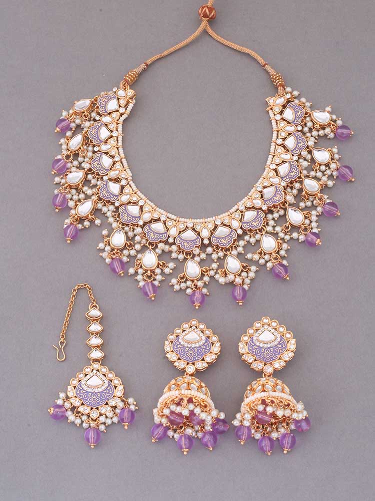 Purple Dhamini Jewellery Set