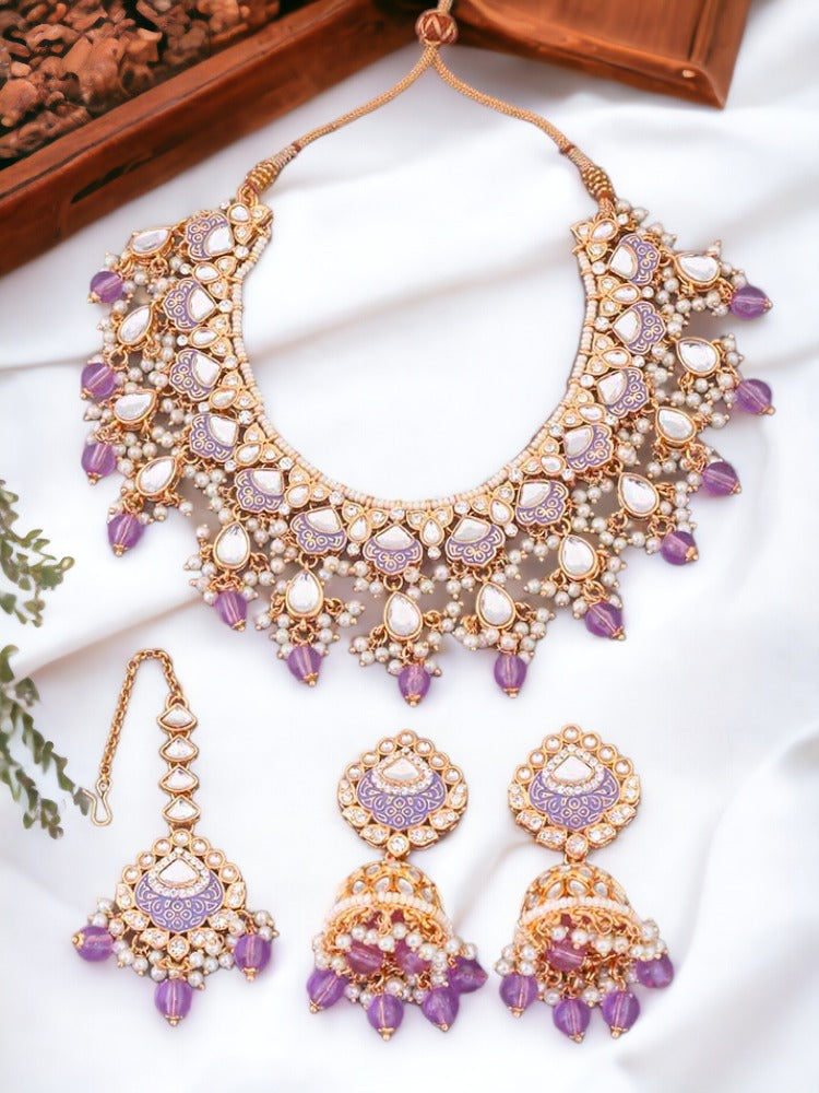 Purple Dhamini Jewellery Set
