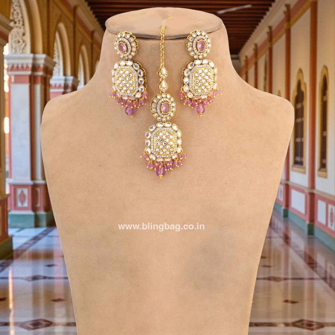 Purple Dharini Kundan Jewellery Set
