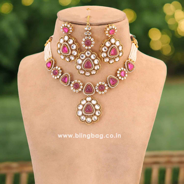 Purple Dhivyashi Kundan Jewellery Set