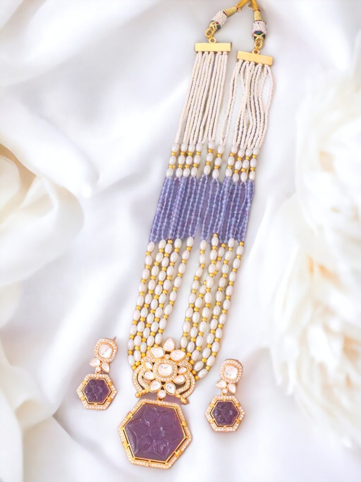 Purple Dhruvika Kundan Jewellery Set - EOSS