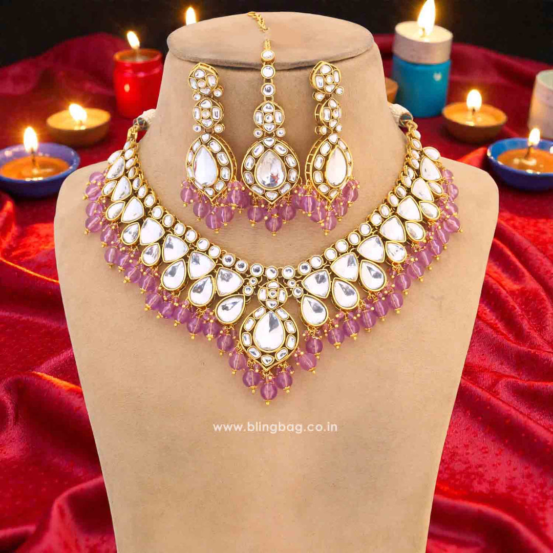 Purple Divita Kundan Jewellery Set